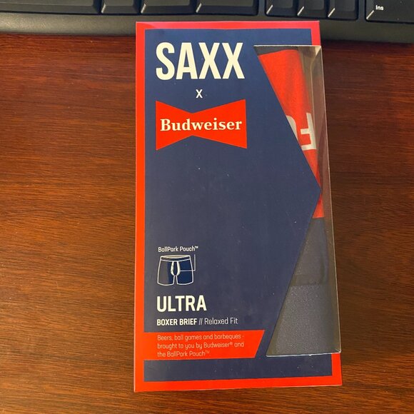 SAXX ULTRA Boxer Briefs with Fly “Budweiser Placement Stripe" - Picture 3 of 4